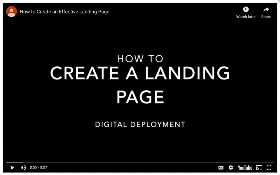 Step 1 – Create a landing page for the topic