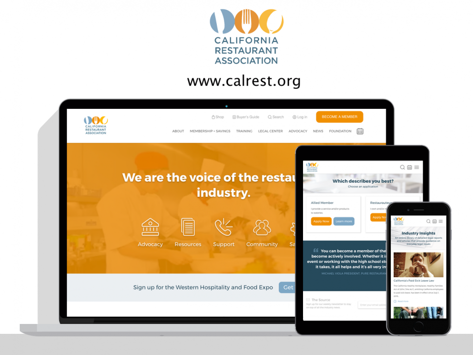 California Restaurant Association new website by Digital Deployment a web design company specializing in associations