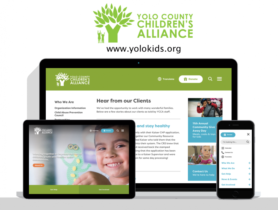Yolo County Children's Alliance new website, created by nonprofit website design agency, Digital Deployment