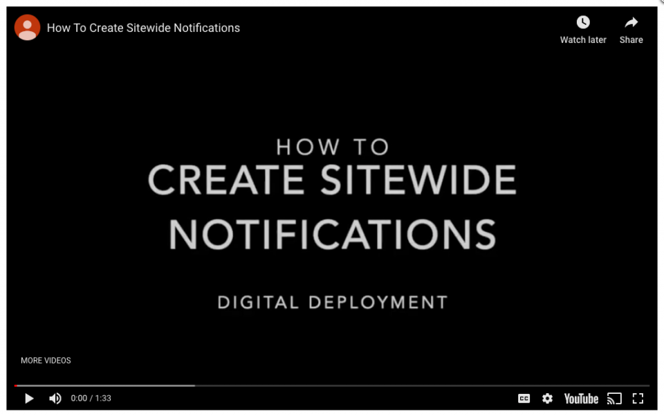 Step 2 – Highlight your content with sitewide notifications