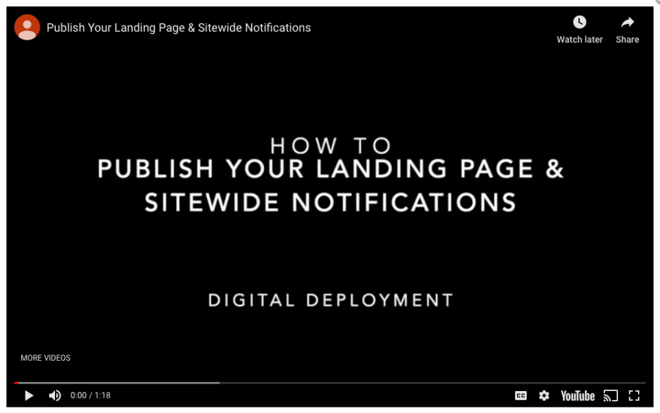 Step 3 – Publish your content and sitewide notifications
