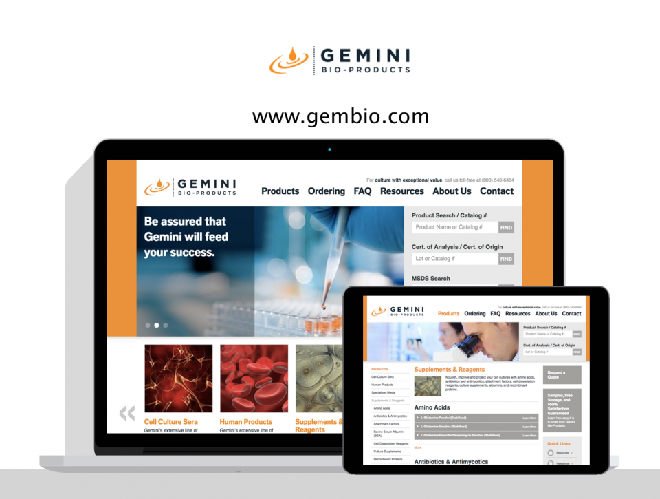 Gemini Bio-Products new website by private sector website design agency, digital deployment