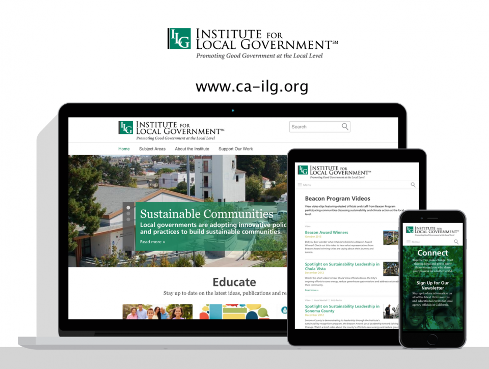 Institute for Local Government new website by government website design agency, Digital Deployment